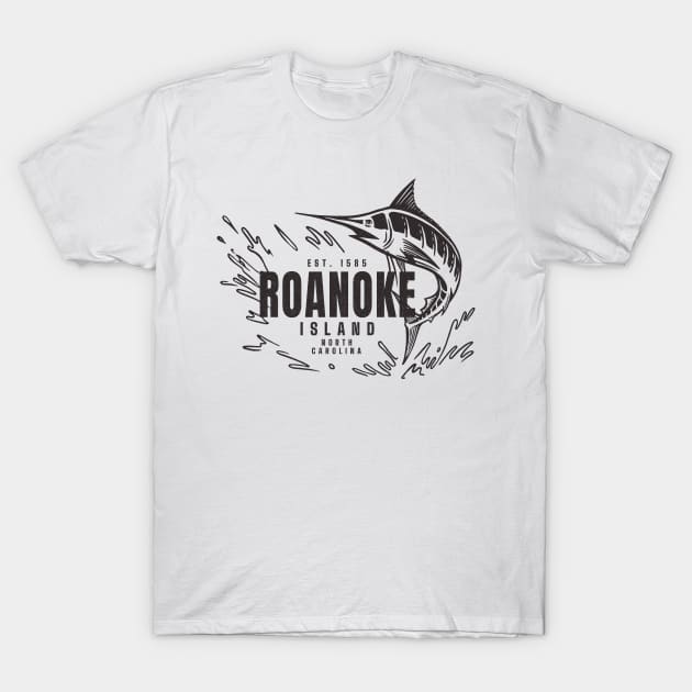 Vintage Marlin Fishing at Roanoke Island, North Carolina T-Shirt by Contentarama